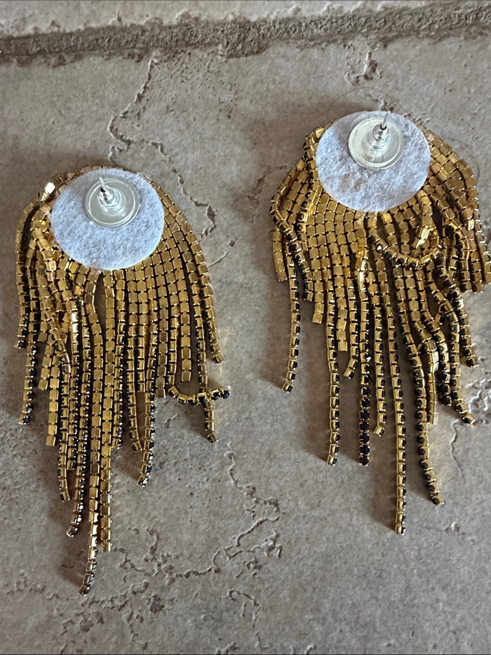Feed Me Gems Gold-Tone Black Fringe Crystal Drop Earrings - Picture 2 of 2